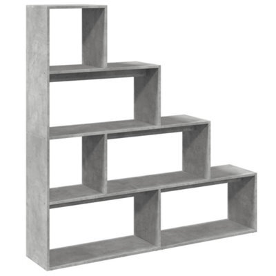 Berkfield Durable Room Divider Bookcase 4-Tier Concrete Grey 143.5X29X143.5 Cm Engineered Wood