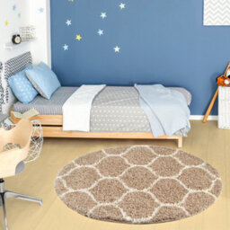 The Rugs Moroccan Shaggy Rugs And Runners Soft Fluffy Trellis Design High Pile Beige And Ivory  Living Room Kitchen Hallway 620 - thumbnail 5