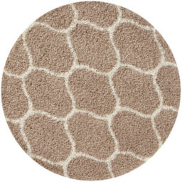 The Rugs Moroccan Shaggy Rugs And Runners Soft Fluffy Trellis Design High Pile Beige And Ivory  Living Room Kitchen Hallway 620 - thumbnail 1