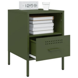 Berkfield Bedside Cabinets 2 Pcs Olive Green 36X39X50.5 Cm Steel - thumbnail 4