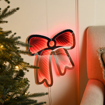 Samuel Alexander 32Cm Light Up Hanging Bow Infinity Christmas Decoration With Red Leds - image 1