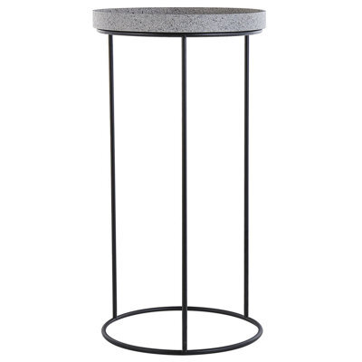 Beliani Three-Piece Marble-Effect Nesting Side Tables With Black Openwork Frame, Square Tops, No Assembly Required - image 1