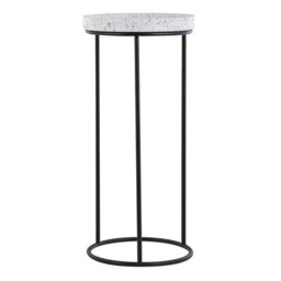 Beliani Three-Piece Marble-Effect Nesting Side Tables With Black Openwork Frame, Square Tops, No Assembly Required - thumbnail 4
