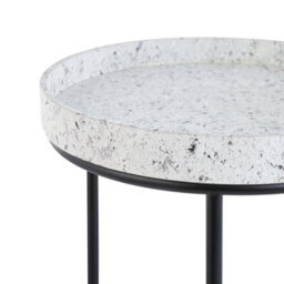 Beliani Three-Piece Marble-Effect Nesting Side Tables With Black Openwork Frame, Square Tops, No Assembly Required - thumbnail 7