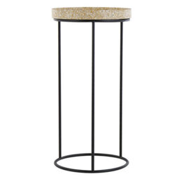 Beliani Three-Piece Marble-Effect Nesting Side Tables With Black Openwork Frame, Square Tops, No Assembly Required - thumbnail 6