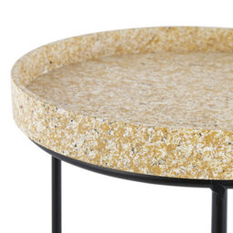 Beliani Three-Piece Marble-Effect Nesting Side Tables With Black Openwork Frame, Square Tops, No Assembly Required - thumbnail 8