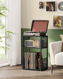LEDREM Record Player Stand, 3-Tier Side Table, Vinyl Record Storage Up To 100 Albums, End Table For Living Room, Bedroom - thumbnail 4