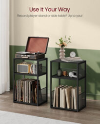 LEDREM Record Player Stand, 3-Tier Side Table, Vinyl Record Storage Up To 100 Albums, End Table For Living Room, Bedroom - thumbnail 8