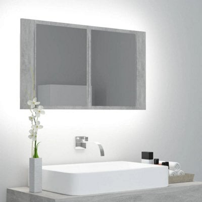 Walplus Led Bathroom Mirror Cabinet Concrete Grey 80X12X45 Cm Acrylic - image 1
