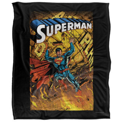 DC comics Superman Silky One Supersoft Blanket Black/multicoloured (One Size) - image 1