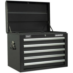 High Gloss Black 5 Drawer Tool Chest - Durable Storage Solution 660 X 435 X 490mm - thumbnail 1