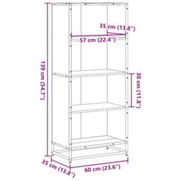 Berkfield Bookcase Sonoma Oak 60X35X139 Cm Engineered Wood - thumbnail 9