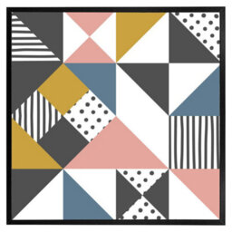 "Andrew Lee Coloured Geometric Pattern (Picutre Frame) / 30X30"" / Oak"