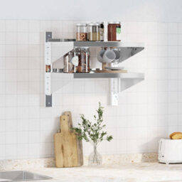 Berkfield 2-Tier Wall Shelf 50X40X60 Cm Silver Stainless Steel - thumbnail 3