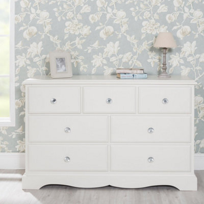 Statement Furniture Romance Antique White 3 Over 4 Chest Of Drawers With Crystal Handles - image 1