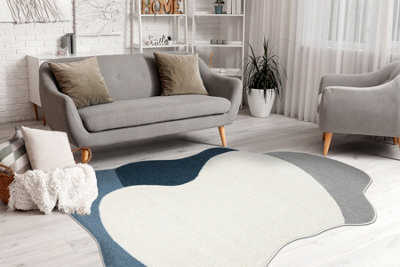 RugsX Carpet Fusion 5710 White Navy Shape - Abstraction, Modern, Abstract, Irregular 160X220 Cm - image 1