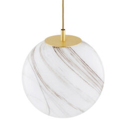 Luminosa Lighting Luminosa Almiros 30Cm Globe Pendant Ceiling Light White-Brown (Marble Colour), Brushed Brass, Gold Wire - thumbnail 3