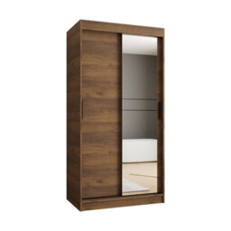 Arte Rubino T2 Sliding Door Wardrobe 100Cm Oak Walnut With One Mirrored Door - thumbnail 3