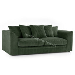 Furnishings For Less UK Luxor Jumbo Cord Green Fabric 3 Seater Sofa - thumbnail 1
