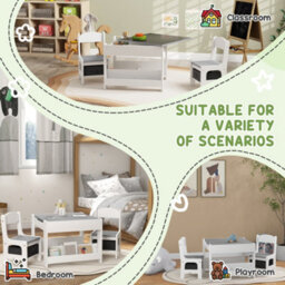 Homcom 3-Piece Kids Table And Chair Set For Nursery, Playroom, Classroom - thumbnail 7