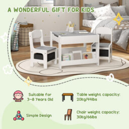 Homcom 3-Piece Kids Table And Chair Set For Nursery, Playroom, Classroom - thumbnail 5