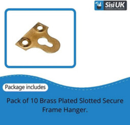 SISI UK Picture Hanging Plates Mirror Glass Frame Hanging 38mm Slotted Fixing Plates Brass Secure Flat Picture Frame Hanger Bracket 10Pc - thumbnail 2