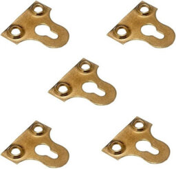 SISI UK Picture Hanging Plates Mirror Glass Frame Hanging 38mm Slotted Fixing Plates Brass Secure Flat Picture Frame Hanger Bracket 10Pc