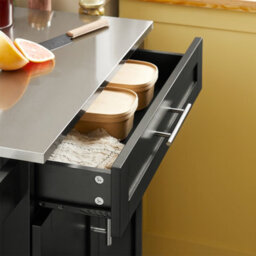 Sobuy Fkw110-Sch, Kitchen Cabinet Kitchen Storage Trolley Cart With Stainless Steel Worktop, Black,w78Xd46Xh90 - thumbnail 7