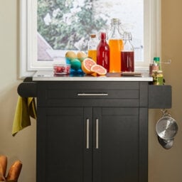 Sobuy Fkw110-Sch, Kitchen Cabinet Kitchen Storage Trolley Cart With Stainless Steel Worktop, Black,w78Xd46Xh90 - thumbnail 4