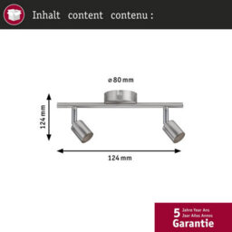 Paulmann 66744 Carolina Spotlight Spot Without Lamp Ceiling Lamp Max. 2X10 Watts Nickel Matt Metal Gu10 - thumbnail 4