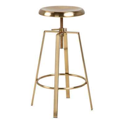 Furniture To Go Goose Bar Stool Without Back In Gold Brushed Steel With Adjustable Height - image 1