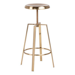 Furniture To Go Goose Bar Stool Without Back In Gold Brushed Steel With Adjustable Height - thumbnail 3