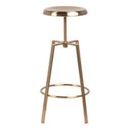 Furniture To Go Goose Bar Stool Without Back In Gold Brushed Steel With Adjustable Height - thumbnail 4