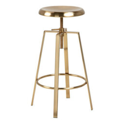 Furniture To Go Goose Bar Stool Without Back In Gold Brushed Steel With Adjustable Height - thumbnail 1
