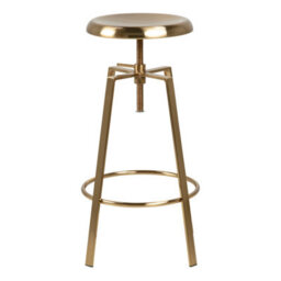 Furniture To Go Goose Bar Stool Without Back In Gold Brushed Steel With Adjustable Height - thumbnail 2