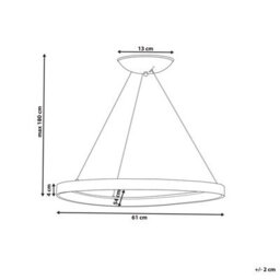 Wyld and Coco Round Pendant Lamp Gold With Integrated Led, Aluminium And Steel, Large (61Cm, Drop 180Cm) - thumbnail 3
