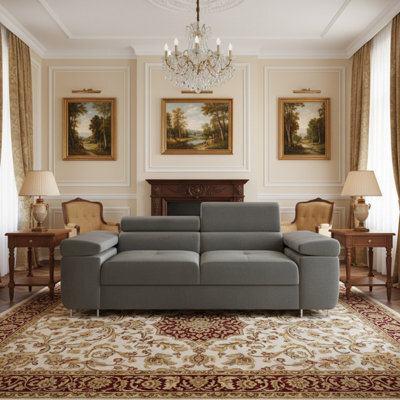 Torezio Sofa 2 Living Room Sofa With Adjustable Headrests Chipboard Frame Polyurethane Foam 198Cm 102Cm 70Cm Grey - image 1