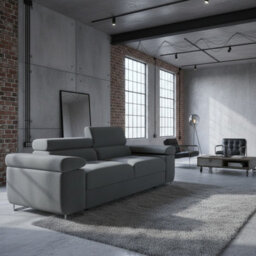 Torezio Sofa 2 Living Room Sofa With Adjustable Headrests Chipboard Frame Polyurethane Foam 198Cm 102Cm 70Cm Grey - thumbnail 2