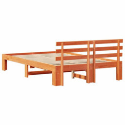 Berkfield Modern Pine Wood Bed Frame Wax Brown Solid Wood 135 X 190 Cm Durable - thumbnail 7