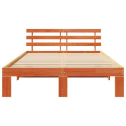 Berkfield Modern Pine Wood Bed Frame Wax Brown Solid Wood 135 X 190 Cm Durable - thumbnail 5