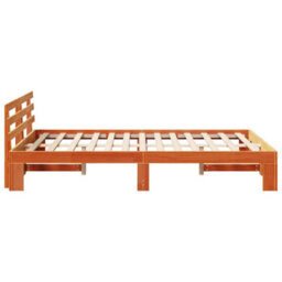 Berkfield Modern Pine Wood Bed Frame Wax Brown Solid Wood 135 X 190 Cm Durable - thumbnail 6