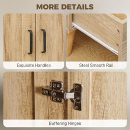 Homcom Wardrobe With 2 Drawers Hanging Rail, 180 Cm Storage Closet, Natural - thumbnail 6