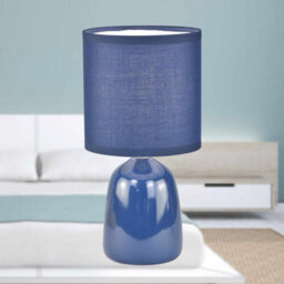 First Choice Lighting Cleo Set Of 2 Navy Blue Ceramic 26Cm Lamps With Shades - thumbnail 5