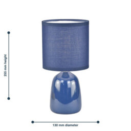 First Choice Lighting Cleo Set Of 2 Navy Blue Ceramic 26Cm Lamps With Shades - thumbnail 6