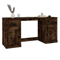 Berkfield Desk With Cabinet Smoked Oak Engineered Wood - thumbnail 4