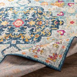 Livabliss Floransa-Vintage Blue Beige Yellow Pink Traditional Boho Living Dining Bedroom Rug 80 X 220 Cm Easy Care, Non Shedding - thumbnail 4