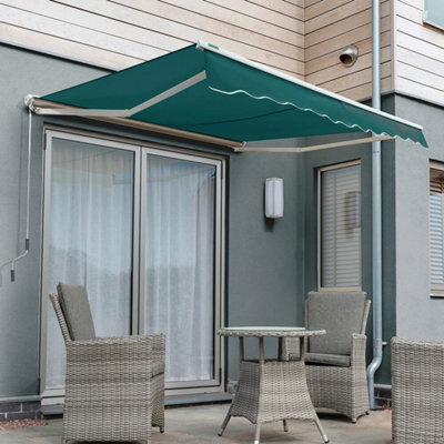 Primrose Awnings 2.0M X 1.5M Retractable Manual Half Cassette Green Awning Outdoor Patio Canopy - image 1