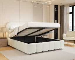 Aurora White Boucle King Size 5Ft Ottoman Storage Bed - thumbnail 2