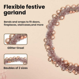 Vidaxl Christmas Ball Garland Rose Gold 186 Cm Polystyrene - thumbnail 8