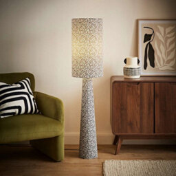Valuelights Bertie Leopard Print Full Fabric Midi Floor Lamp And Led Bulb - thumbnail 2